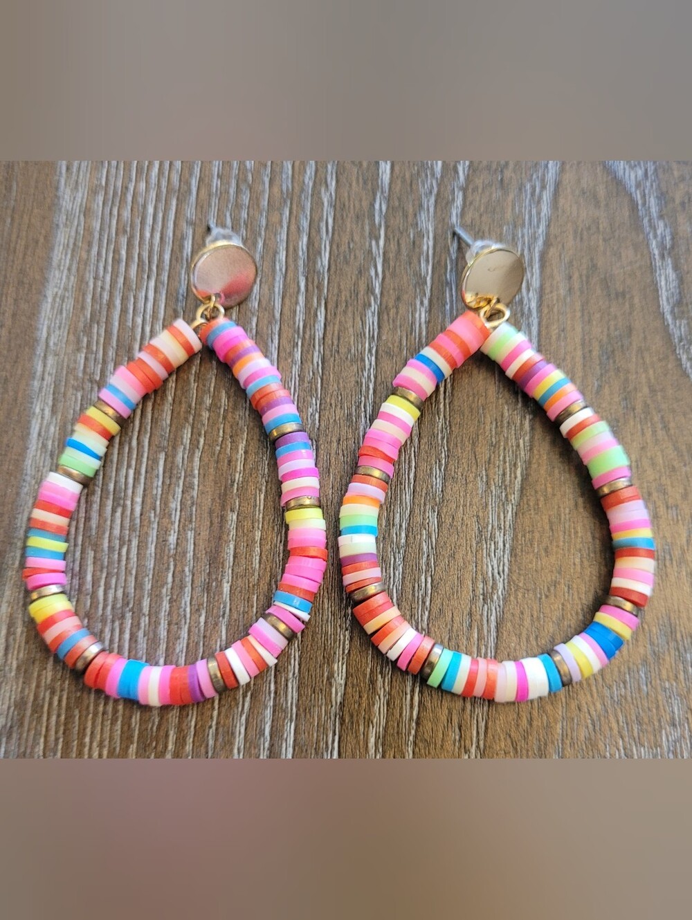 Colorful Multicolor Beaded Hoop Earrings, NWOT